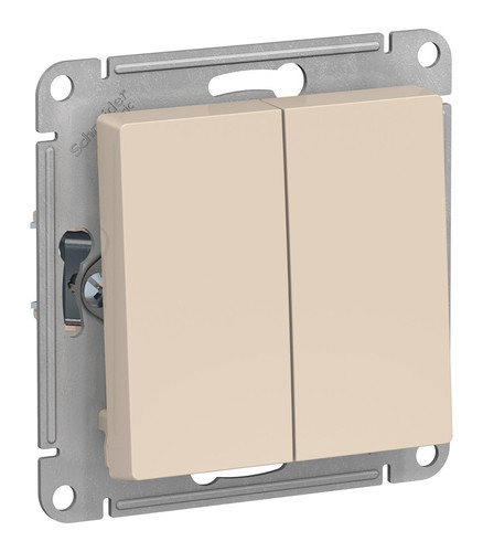 Переключатель 2-клавишный Schneider Electric ATLASDESIGN, скрытый монтаж, бежевый