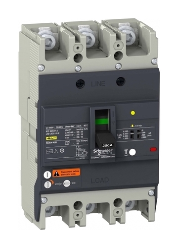 Силовой автомат Schneider Electric Easypact EZC 250, TM-D c диф защитой, 25кА, 3P, 125А