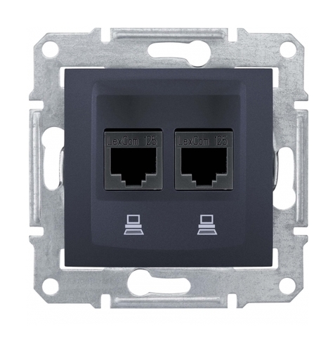 Розетка компьютерная 2xRJ45 Cat.6 Schneider Electric SEDNA, графит