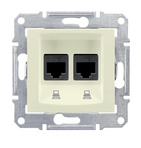 Розетка двойная компьютерная RJ45 Cat.6 Schneider Electric SEDNA, бежевый