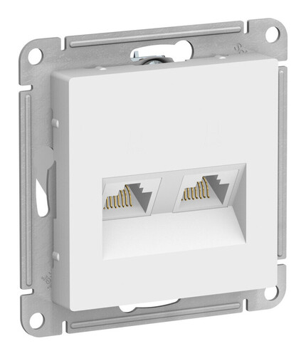 Розетка компьютерная 2xRJ45 Systeme Electric ATLASDESIGN, скрытый монтаж, лотос, ATN001385