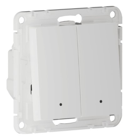 Умный выключатель двухклавишный Systeme Electric/Sber ATLASDESIGN SMART скрытый монтаж, с подсветкой, с нейтралью, белый