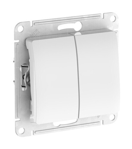 Переключатель 2-клавишный Systeme Electric GLOSSA, скрытый монтаж, быстрозажимные клеммы, белый