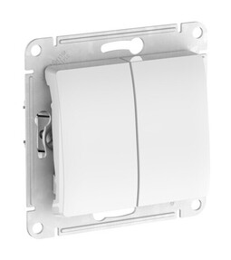 Выключатель 2-клавишный Systeme Electric GLOSSA, скрытый монтаж, быстрозажимные клеммы, белый